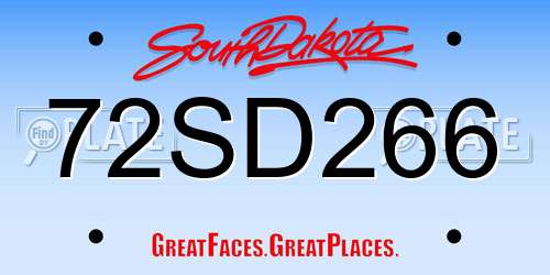 72SD266 South Dakota License Plate
