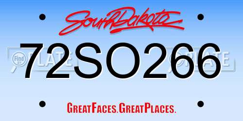 72SO266 South Dakota License Plate