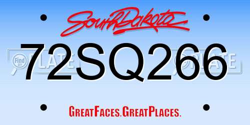 72SQ266 South Dakota License Plate
