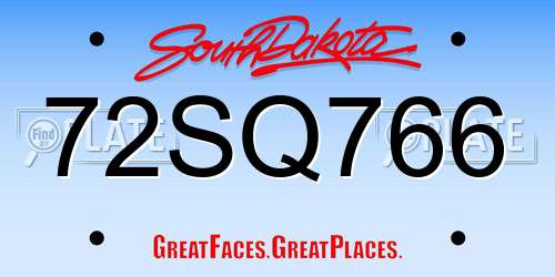 72SQ766 South Dakota License Plate