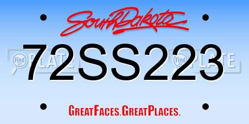 72SS223 South Dakota License Plate