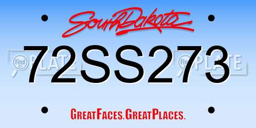 72SS273 South Dakota License Plate