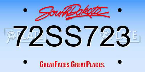 72SS723 South Dakota License Plate