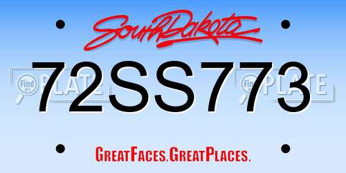 72SS773 South Dakota License Plate