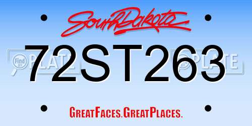 72ST263 South Dakota License Plate