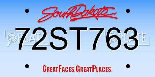 72ST763 South Dakota License Plate