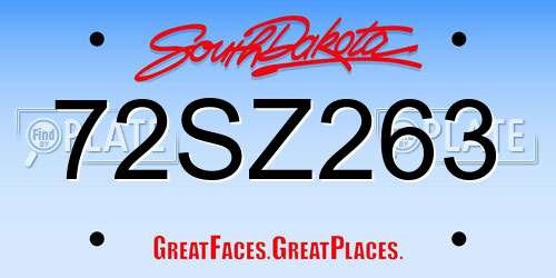72SZ263 South Dakota License Plate