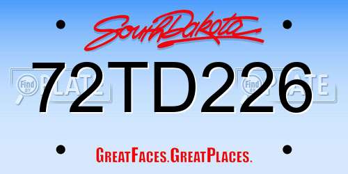 72TD226 South Dakota License Plate