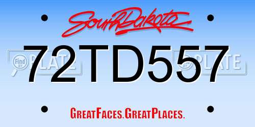 72TD557 South Dakota License Plate