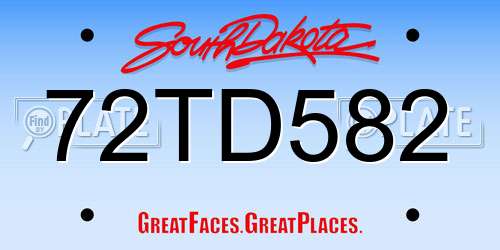 72TD582 South Dakota License Plate