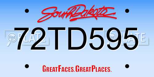 72TD595 South Dakota License Plate
