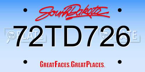 72TD726 South Dakota License Plate
