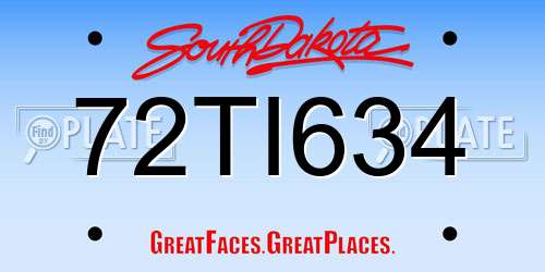 72TI634 South Dakota License Plate