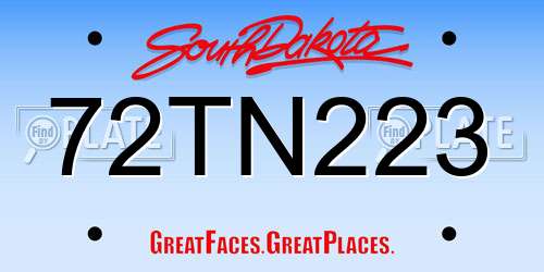 72TN223 South Dakota License Plate