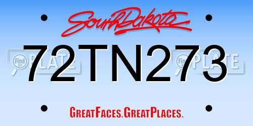72TN273 South Dakota License Plate