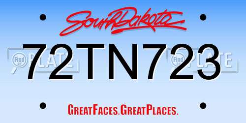 72TN723 South Dakota License Plate