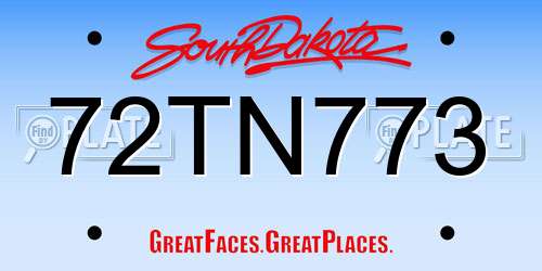 72TN773 South Dakota License Plate