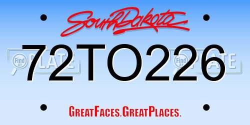 72TO226 South Dakota License Plate