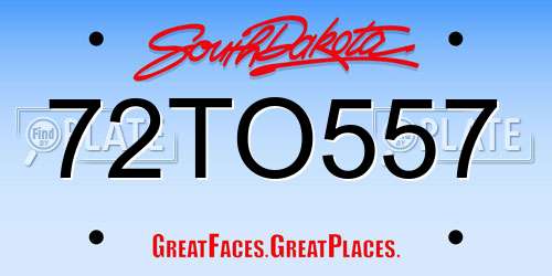 72TO557 South Dakota License Plate