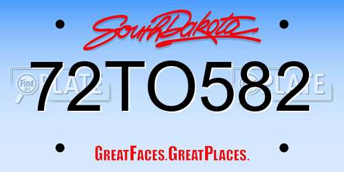 72TO582 South Dakota License Plate