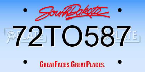 72TO587 South Dakota License Plate