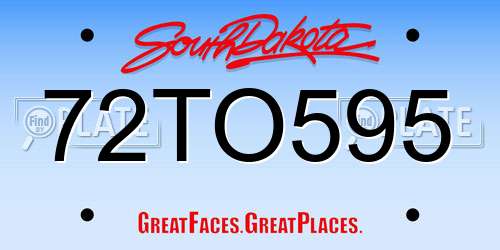 72TO595 South Dakota License Plate