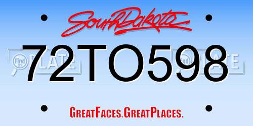 72TO598 South Dakota License Plate