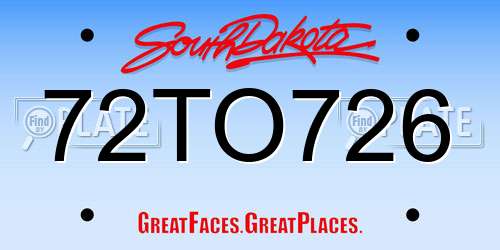 72TO726 South Dakota License Plate