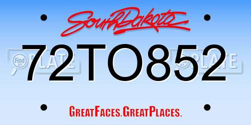 72TO852 South Dakota License Plate