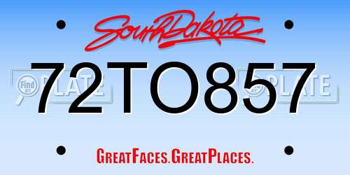 72TO857 South Dakota License Plate