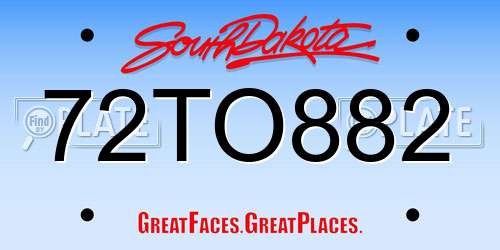72TO882 South Dakota License Plate