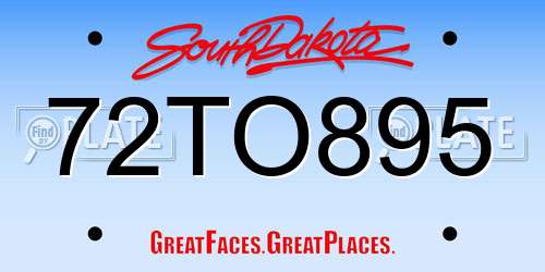 72TO895 South Dakota License Plate