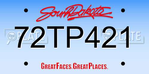 72TP421 South Dakota License Plate