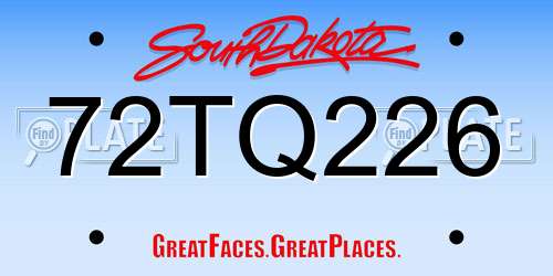 72TQ226 South Dakota License Plate