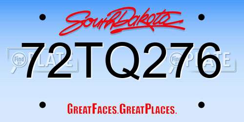 72TQ276 South Dakota License Plate