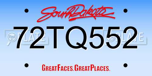 72TQ552 South Dakota License Plate