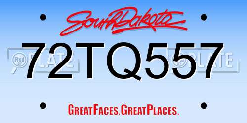 72TQ557 South Dakota License Plate
