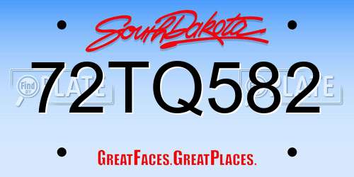 72TQ582 South Dakota License Plate