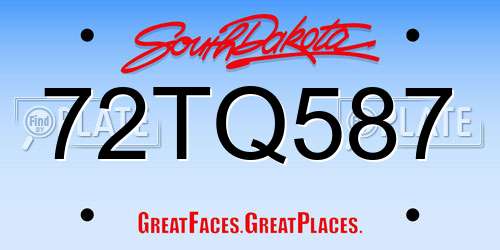 72TQ587 South Dakota License Plate