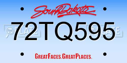 72TQ595 South Dakota License Plate