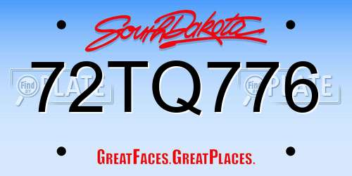 72TQ776 South Dakota License Plate