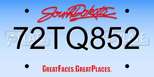 72TQ852 South Dakota License Plate