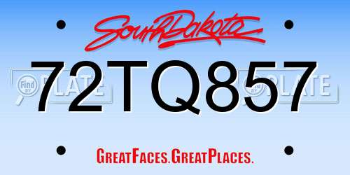72TQ857 South Dakota License Plate