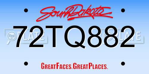 72TQ882 South Dakota License Plate
