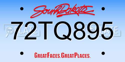 72TQ895 South Dakota License Plate