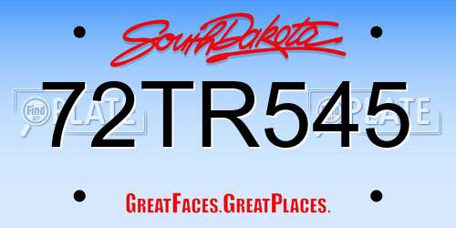 72TR545 South Dakota License Plate