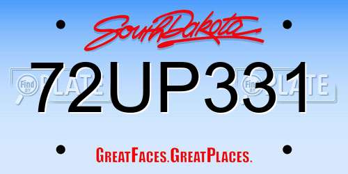 72UP331 South Dakota License Plate