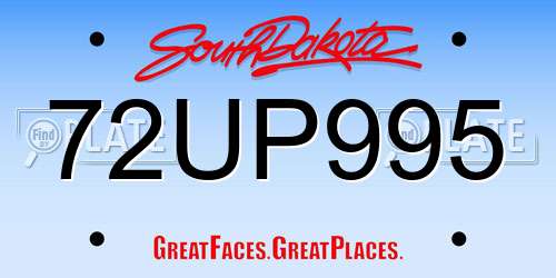72UP995 South Dakota License Plate