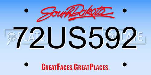 72US592 South Dakota License Plate
