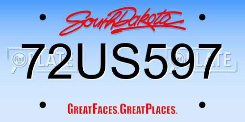 72US597 South Dakota License Plate